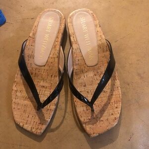 Stuart Weitzman Black Cork Women's Sandals